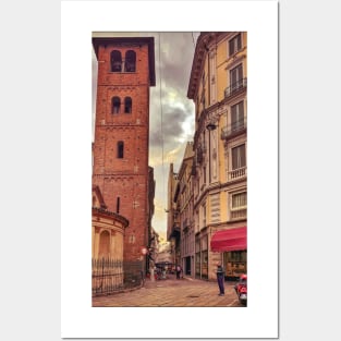 Bell Tower Church Historic Antique Architecture Milano Italy Posters and Art